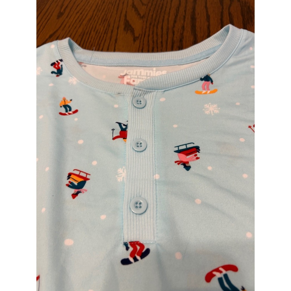 Jammies For Your Families Winter Ski Print Pajama Set Blue XXL NWT